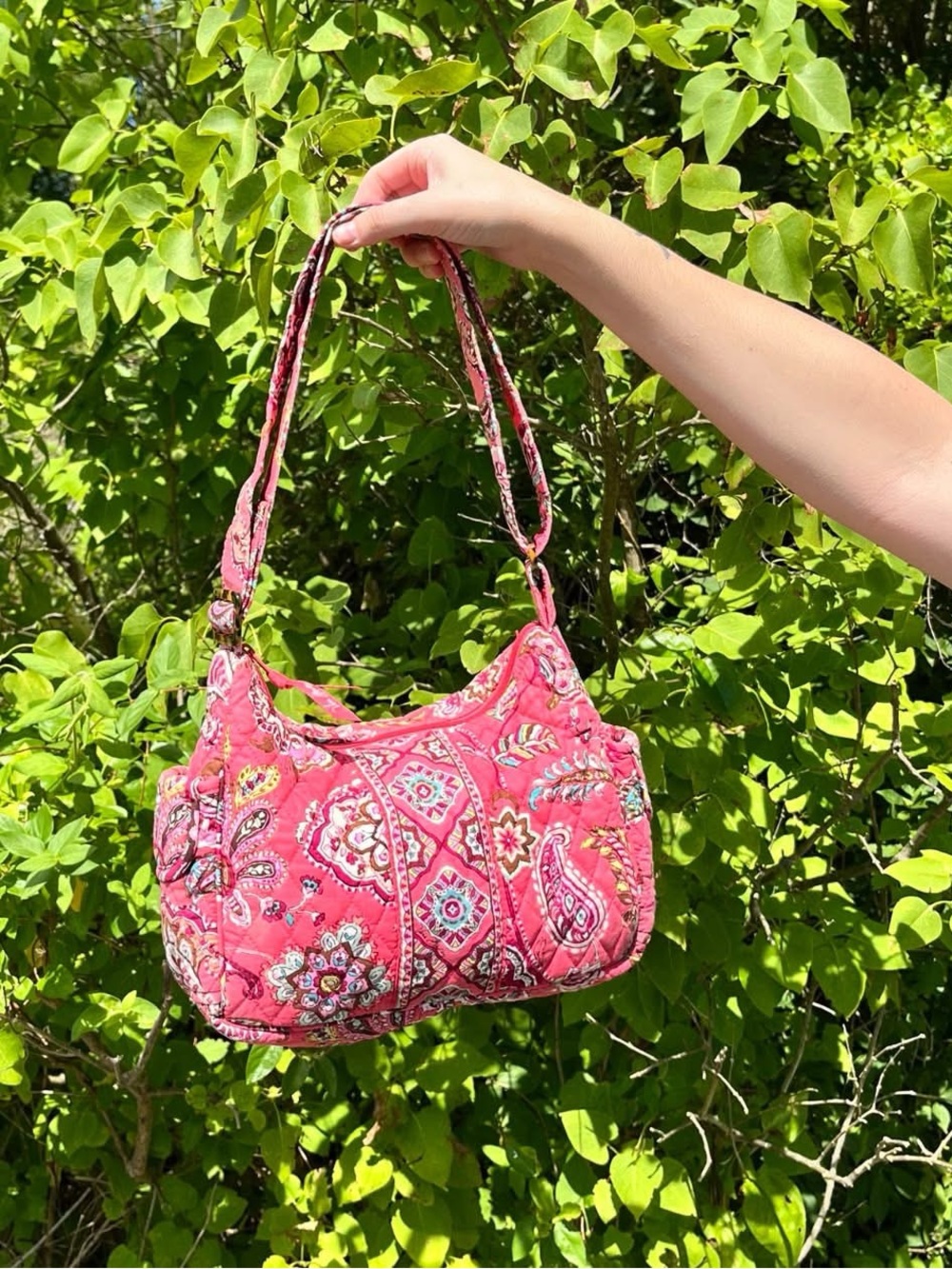 Vera Bradley Pink Quilted Paisley Shoulder Purse
